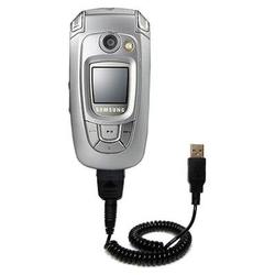 Gomadic Coiled USB Cable for the Samsung SGH-X800 with Power Hot Sync and Charge capabilities - Bran