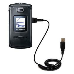 Gomadic Coiled USB Cable for the Samsung SGH-Z540 with Power Hot Sync and Charge capabilities - Bran