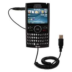 Gomadic Coiled USB Cable for the Samsung SGH-i617 with Power Hot Sync and Charge capabilities - Bran