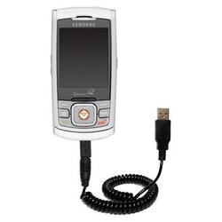 Gomadic Coiled USB Cable for the Samsung SPH-M520 with Power Hot Sync and Charge capabilities - Bran