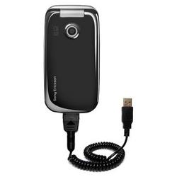 Gomadic Coiled USB Cable for the Sony Ericsson z610i with Power Hot Sync and Charge capabilities - B
