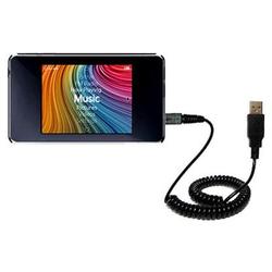 Gomadic Coiled USB Cable for the iRiver Clix2 U20 with Power Hot Sync and Charge capabilities - Bran