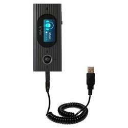 Gomadic Coiled USB Cable for the iRiver T50 with Power Hot Sync and Charge capabilities - Brand w/ T