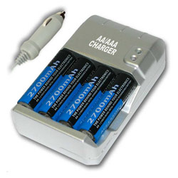 Accessory Power Fast & Smart AAA / AA Nimh AC / DC Battery Charger w/ LED Display, 4 Premium 2700 Ni-MH Rechargeabl