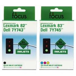 Focus Ink Reman Dell 7Y743/7Y745 Combo 2-pack: 1 Black & 1 Color Cartridge