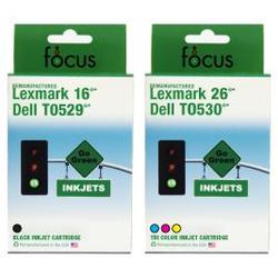 Focus Ink Reman Dell T0529/T0530 Combo 2-pack: 1 Black & 1 Color Cartridge