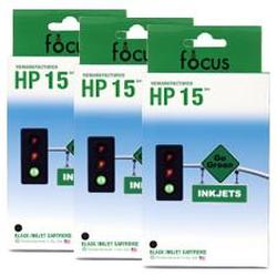 Focus Ink Reman HP 15 Valu 3-pack: 3 black