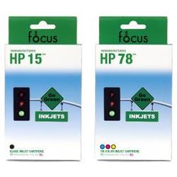 Focus Ink Reman HP 15 & 78 Valu 2-pack: 1 black / 1 color