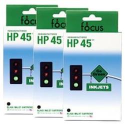 Focus Ink Reman HP 45 Valu 3-pack: 3 black