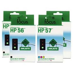 Focus Ink Reman HP 56 & 57 Valu 4-pack: 2 black / 2 color