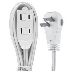 GE Polarized Wall Hugger Power Extension Cable - - 12ft - White