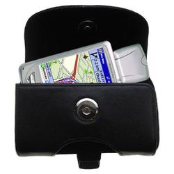 Gomadic Horizontal Leather Case with Belt Clip/Loop for the Mio Technology 3830 MiTAC