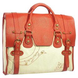 Kerri Mack EVA Design Women''s Laptop Bag - 14 x 16 x 4 - Canvas, Leather - Red