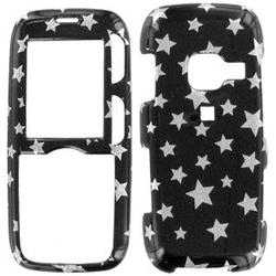 Wireless Emporium, Inc. LG Rumor LX260 Black w/Glitter Stars Snap-On Protector Case Faceplate