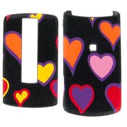 Wireless Emporium, Inc. LG VX8700 Textured Black Hearts Snap-On Protector Case