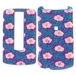 Wireless Emporium, Inc. LG VX8700 Textured Blue w/Pink Glitter Flowers Snap-On Protector Case