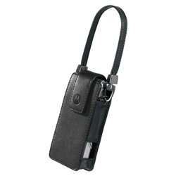 Motorola Black Vertical Carry Case with Strap - Leather - Black