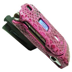 Emdcell Motorola RAZR V3 V3m V3i V3t V3e V3r V3a V3c Protect Case Fuchsia Snake Skin w/clip