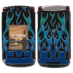 Wireless Emporium, Inc. Motorola RAZR2 V9 Blue Flames Snap-On Protector Case Faceplate