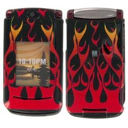 Wireless Emporium, Inc. Motorola RAZR2 V9 Red Flames Snap-On Protector Case Faceplate