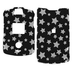 Wireless Emporium, Inc. Motorola V3/V3m/V3c Razr Black w/Glitter Stars Snap-On Protective Case