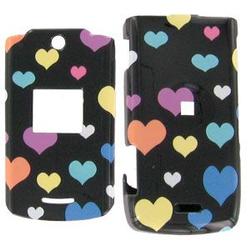 Wireless Emporium, Inc. Motorola W490/W510/W5 Black w/Color Hearts Snap-On Protector Case Faceplate