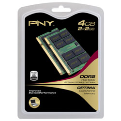 PNY MEMORY PNY Optima 4GB DDR2 SDRAM Memory Module - 4GB (2 x 2GB) - 667MHz DDR2-667/PC2-5300 - Non-ECC - DDR2 SDRAM - 200-pin SoDIMM