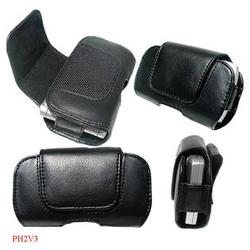 Emdcell Premium Executive Black Leather Case Pouch for Samsung SGH-T429 Cell Phone