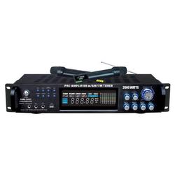 PylePro 2000 Watts Hybrid Pre-Amplifier W/AM-FM Tuner/USB/Dual Wireless Mic