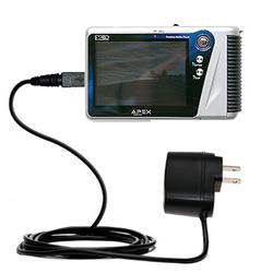 Gomadic Rapid Wall / AC Charger for the APEX Digital E2go - Brand w/ TipExchange Technology