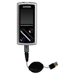 Gomadic Retractable USB Cable for the Cowon iAudio 6 with Power Hot Sync and Charge capabilities - B