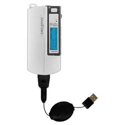 Gomadic Retractable USB Cable for the Creative Zen MuVo FM with Power Hot Sync and Charge capabilities - Gom