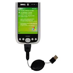 Gomadic Retractable USB Cable for the Dell Axim X50v with Power Hot Sync and Charge capabilities - B