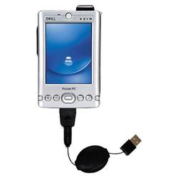 Gomadic Retractable USB Cable for the Dell Axim x3i with Power Hot Sync and Charge capabilities - Br