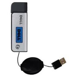 Gomadic Retractable USB Cable for the Dell DJ Ditty with Power Hot Sync and Charge capabilities - Br