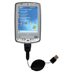 Gomadic Retractable USB Cable for the HP iPAQ hx2110 with Power Hot Sync and Charge capabilities - B