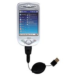 Gomadic Retractable USB Cable for the HTC Wallaby with Power Hot Sync and Charge capabilities - Bran