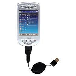 Gomadic Retractable USB Cable for the HTC Wallaby with Power Hot Sync and Charge capabilities - Bran
