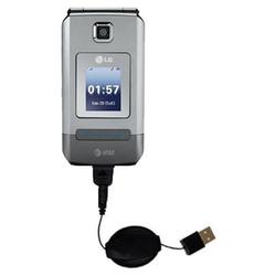 Gomadic Retractable USB Cable for the LG CU575 TraX with Power Hot Sync and Charge capabilities - Br