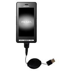 Gomadic Retractable USB Cable for the LG KE850 Prada with Power Hot Sync and Charge capabilities - B
