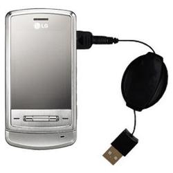 Gomadic Retractable USB Cable for the LG KG970 Shine with Power Hot Sync and Charge capabilities - B