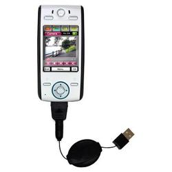 Gomadic Retractable USB Cable for the Motorola E680 with Power Hot Sync and Charge capabilities - Br