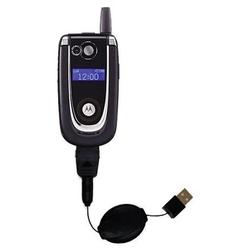 Gomadic Retractable USB Cable for the Motorola V620 with Power Hot Sync and Charge capabilities - Br