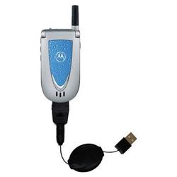 Gomadic Retractable USB Cable for the Motorola V66 with Power Hot Sync and Charge capabilities - Bra