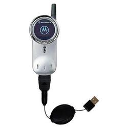 Gomadic Retractable USB Cable for the Motorola V70 with Power Hot Sync and Charge capabilities - Bra