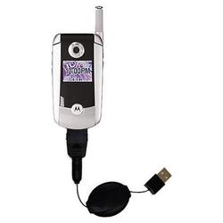 Gomadic Retractable USB Cable for the Motorola V710 with Power Hot Sync and Charge capabilities - Br