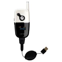 Gomadic Retractable USB Cable for the Motorola V872 with Power Hot Sync and Charge capabilities - Br
