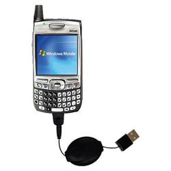 Gomadic Retractable USB Cable for the PalmOne Treo 700w with Power Hot Sync and Charge capabilities - Gomadi