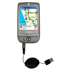 Gomadic Retractable USB Cable for the Pharos GPS 525E with Power Hot Sync and Charge capabilities - Gomadic