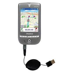 Gomadic Retractable USB Cable for the Pharos GPS 525P with Power Hot Sync and Charge capabilities - Gomadic